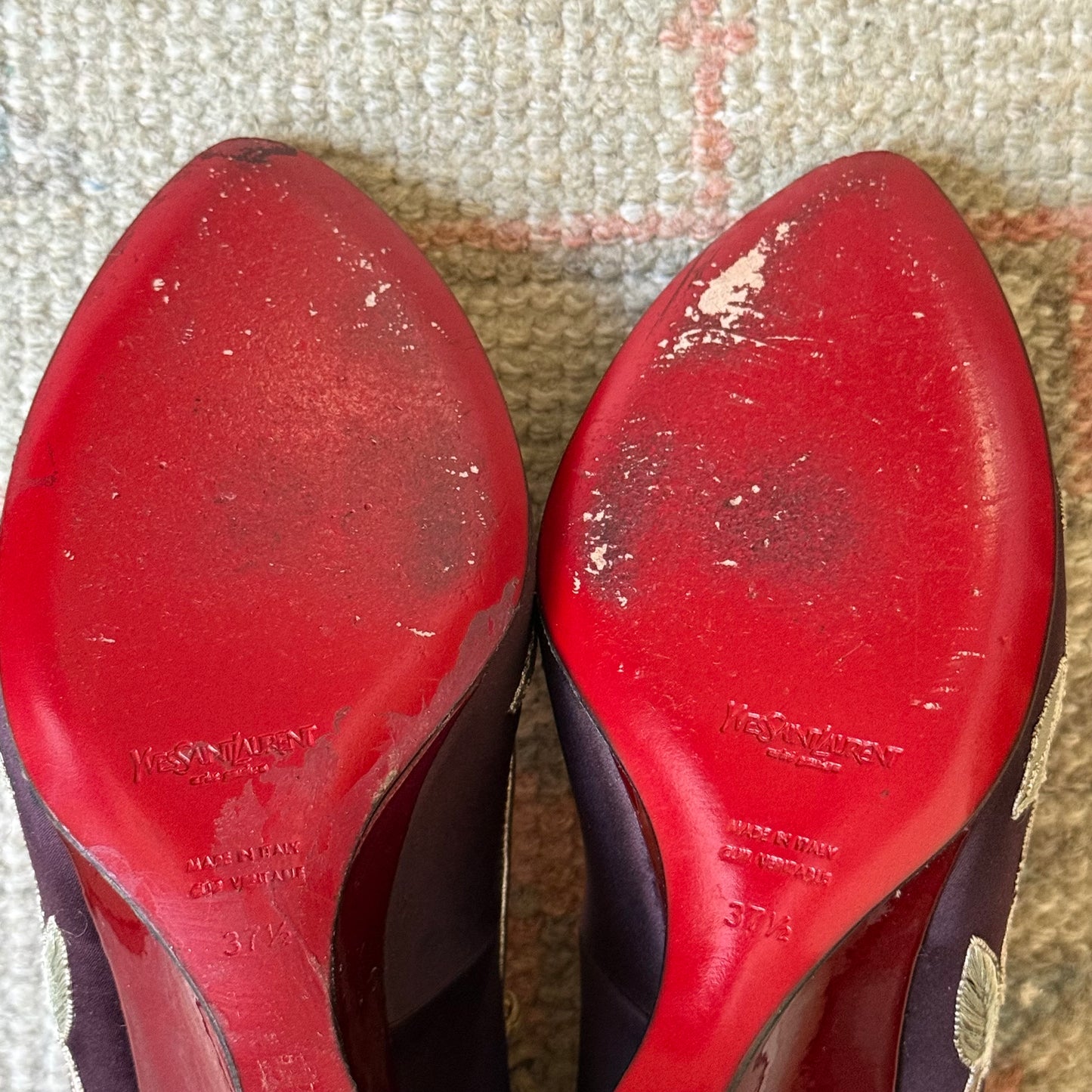 F/W2004 Tom Ford Yves Saint Laurent Silk Floral Wedges - US 7-7.5