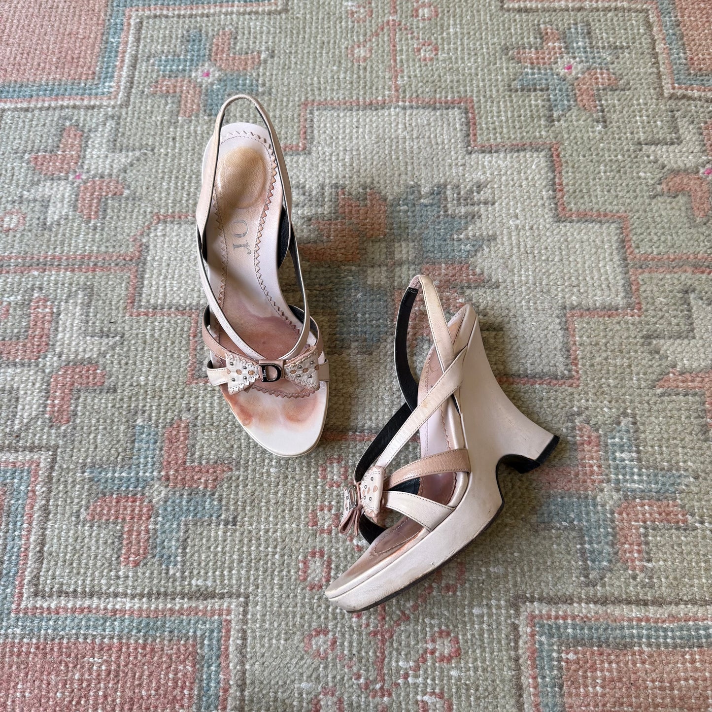 S/S2005 Galliano Dior Pink Bow Wedge - US 5.5-6