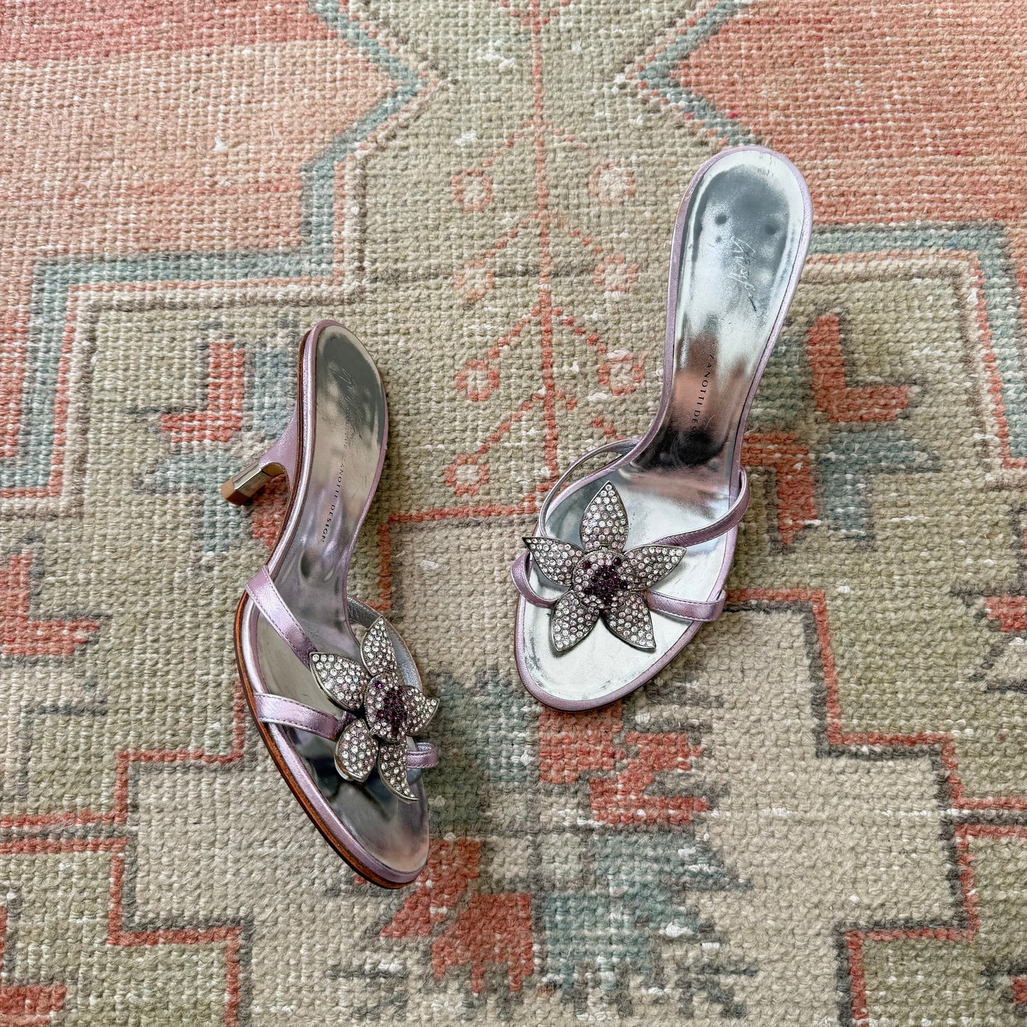 2000s Giuseppe Zanotti Purple Floral Mules - US 7