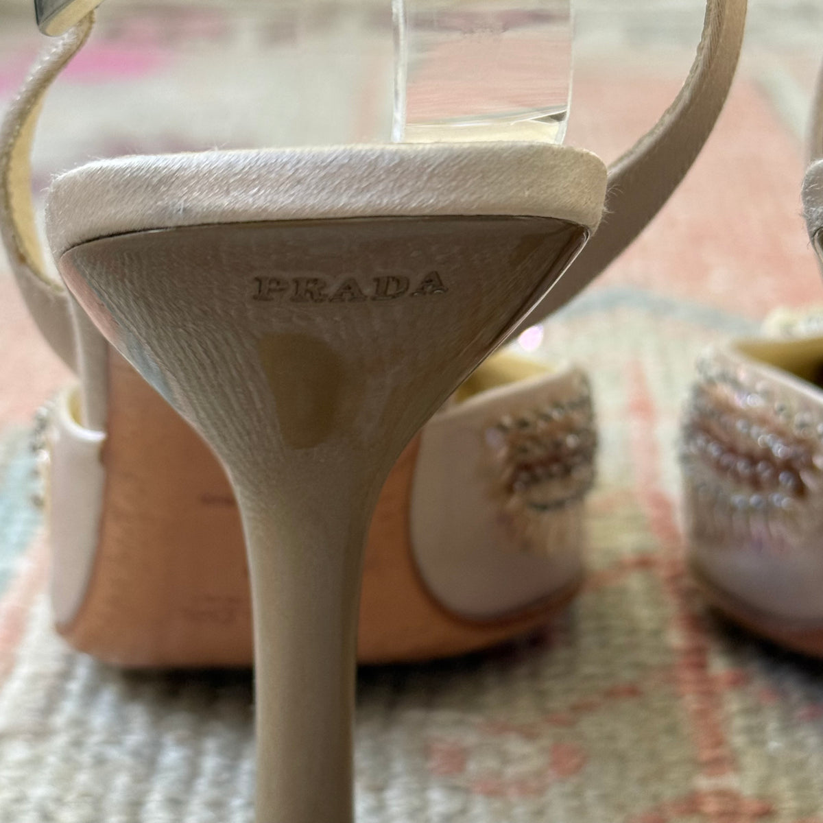 S/S1999 Prada Champagne Paillette Slingback Mules - US 7