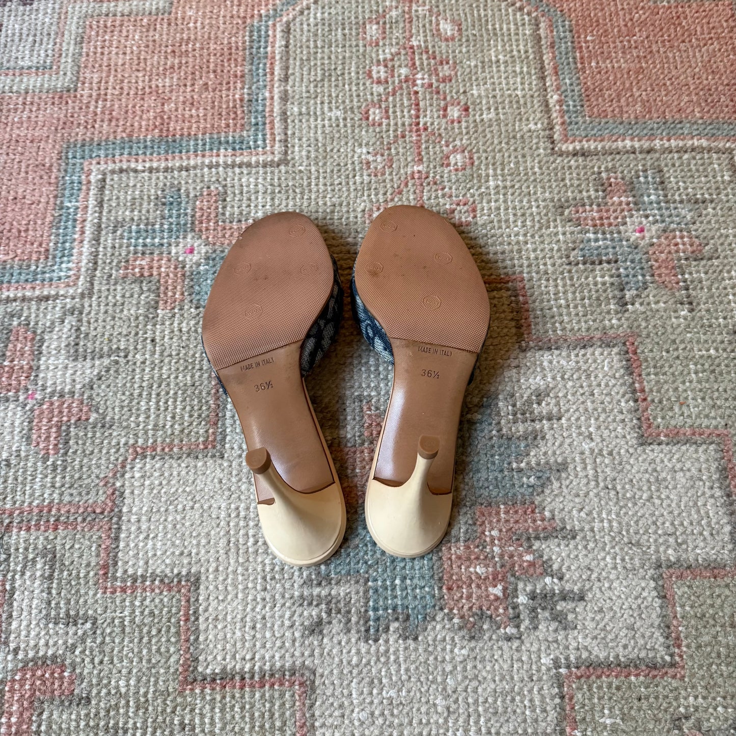 S/S2004 Galliano Dior Blue Lock & Key Mules - US 6.5