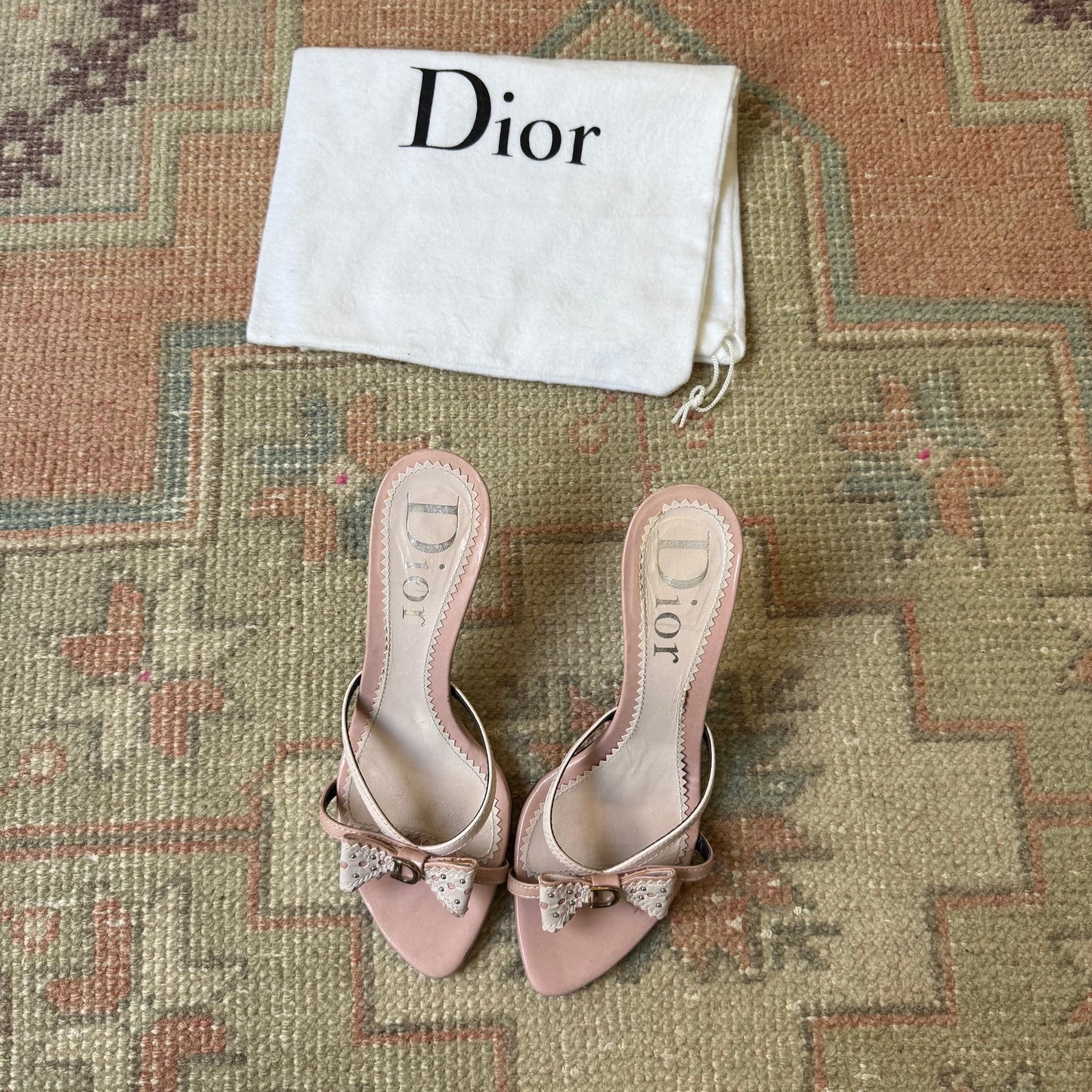 S/S2005 Galliano Dior Pink Bow Mules - US 7.5