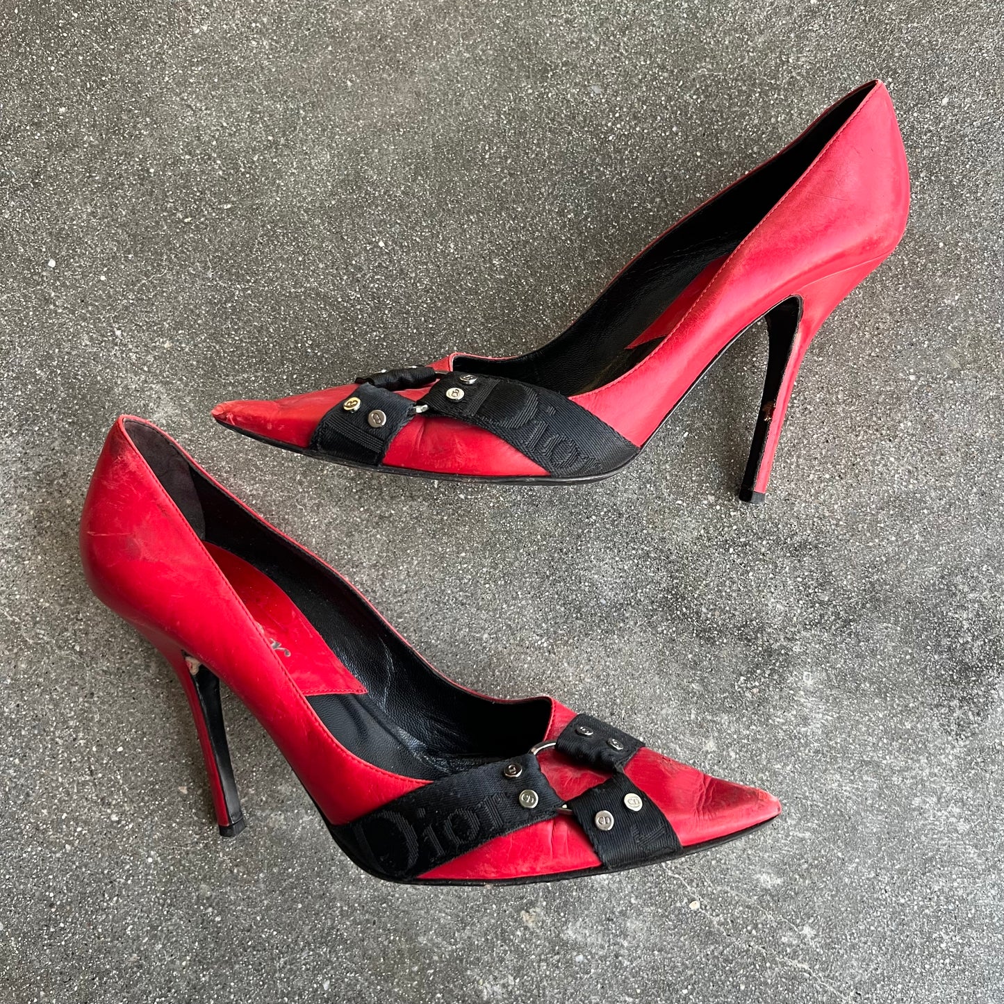 FW04 John Galliano Christian Dior Red Bondage Heels - US 9.5