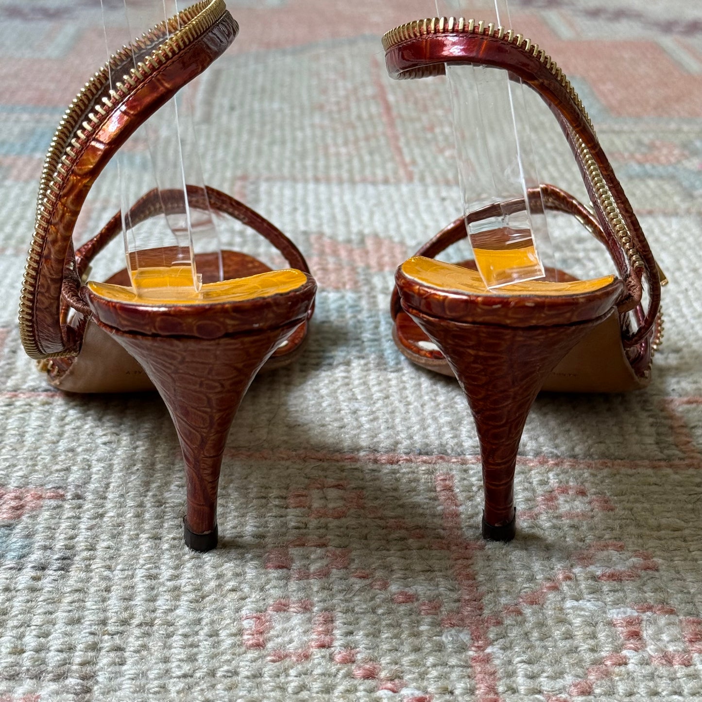 S/S2001 Galliano Dior Bronze Zipper Sandals - US 8-8.5