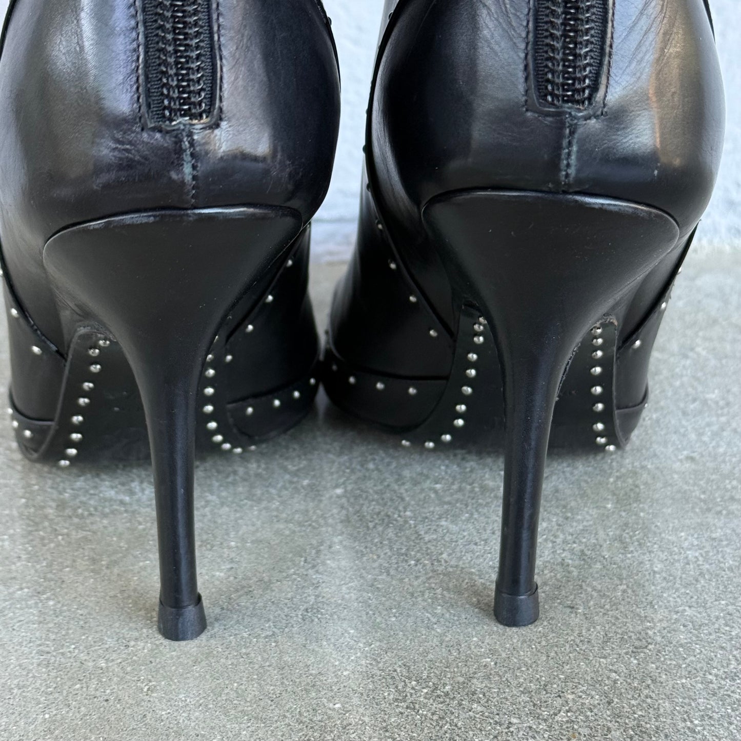 S/S2004 Galliano Dior Black Studded Leather Boots - US 7