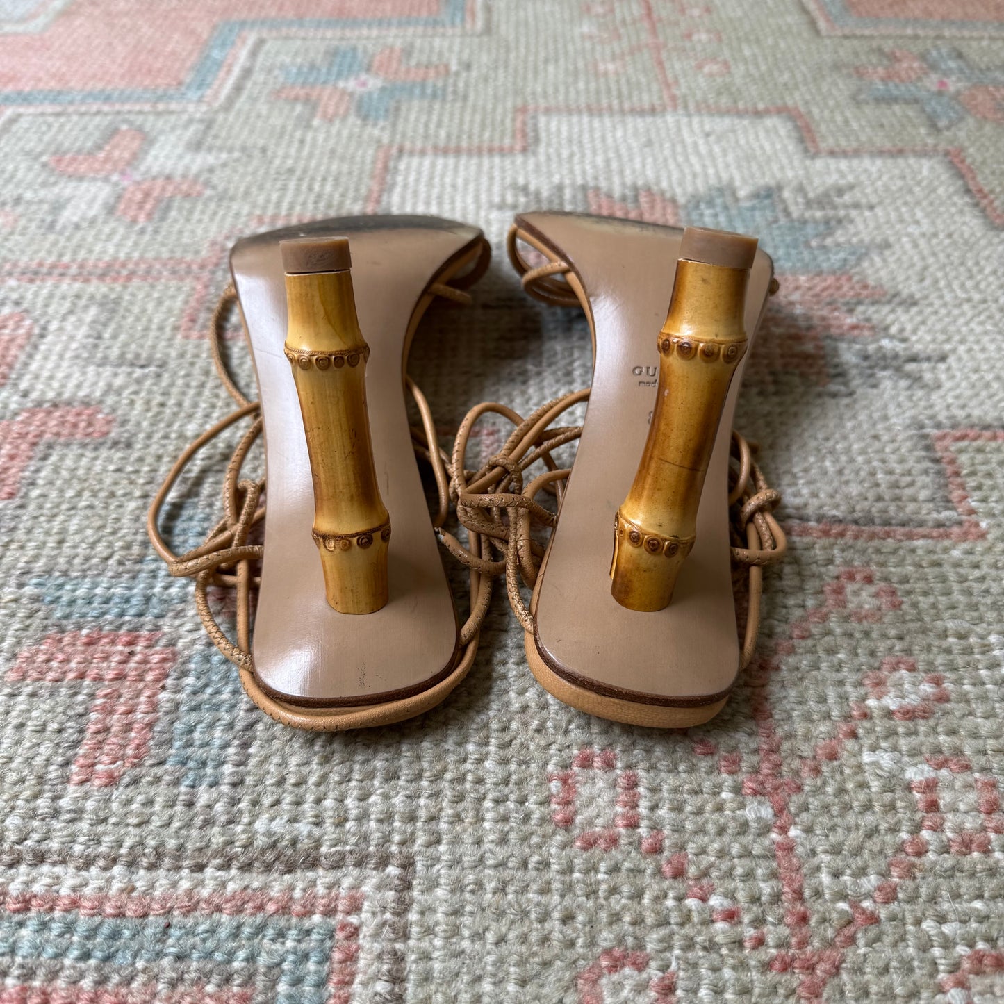 S/S2002 Tom Ford Gucci Leather Bamboo Sandals - US 8