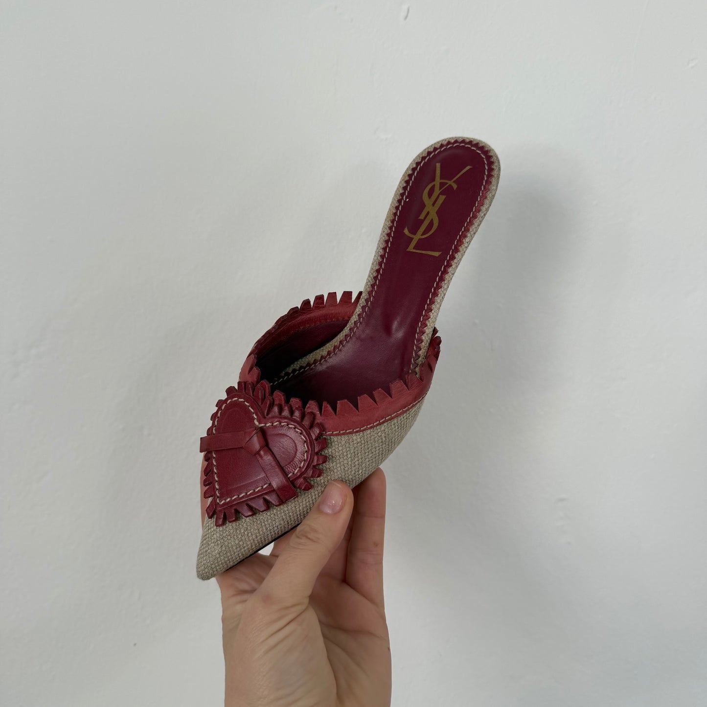 Tom Ford Yves Saint Laurent Heart Raffia Mules - US 6.5