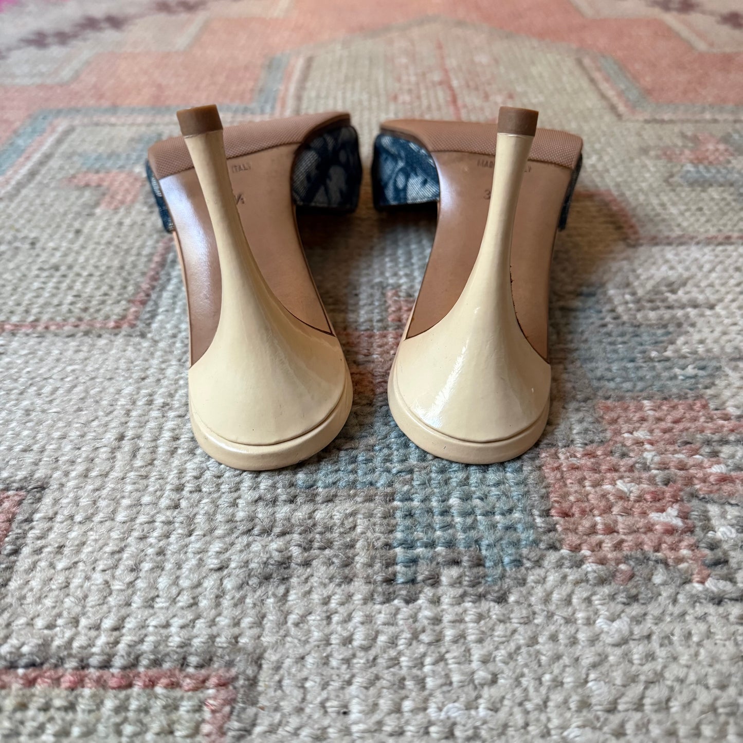 S/S2004 Galliano Dior Blue Lock & Key Mules - US 6.5
