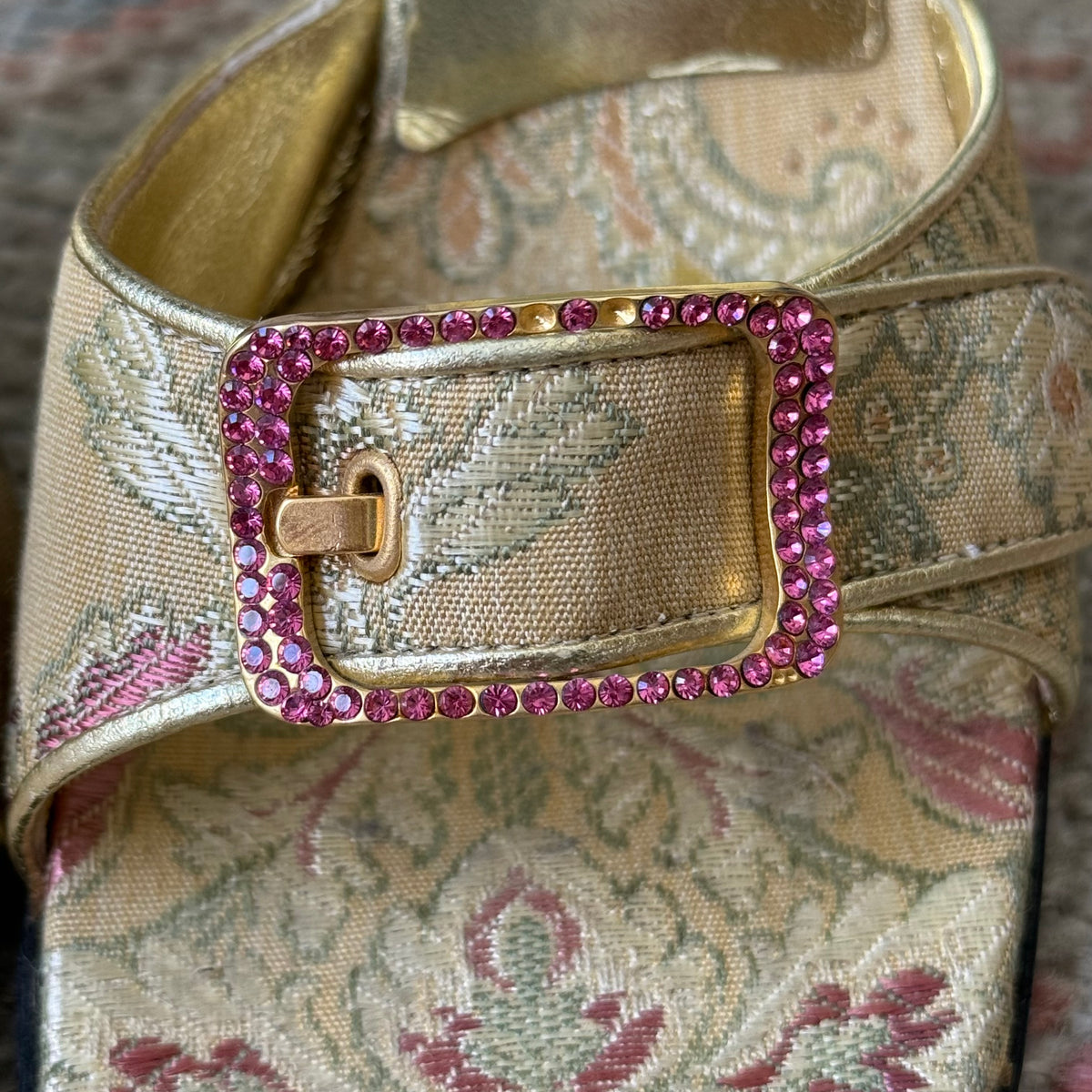 Y2K Gold Jacquard Casadei Mules - US 6.5
