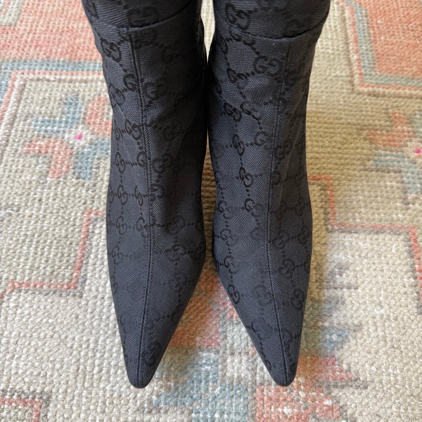 2002 Tom Ford Gucci Black Monogram Boots - US 5.5