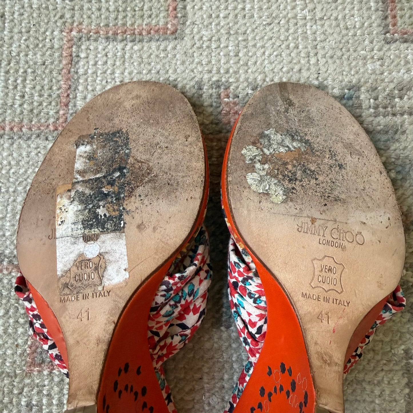 Y2K Jimmy Choo Orange Floral Wedges - US 10-10.5