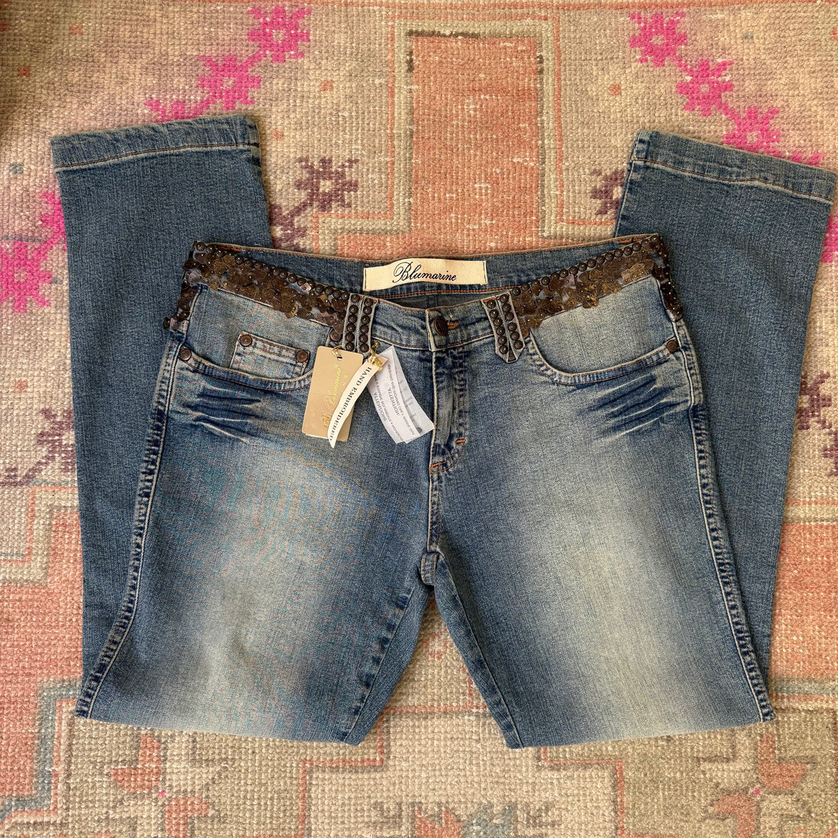 Y2K Hand Beaded Blumarine Low Rise Jeans - US 29-30