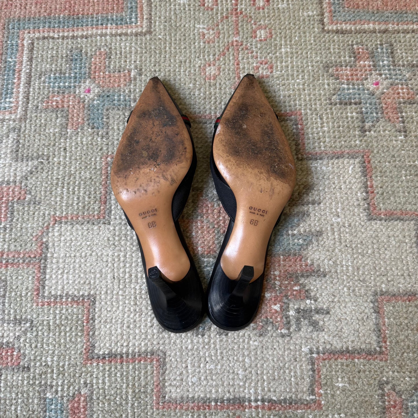 F/W2004 Tom Ford Gucci Logo Canvas Mules - US 6