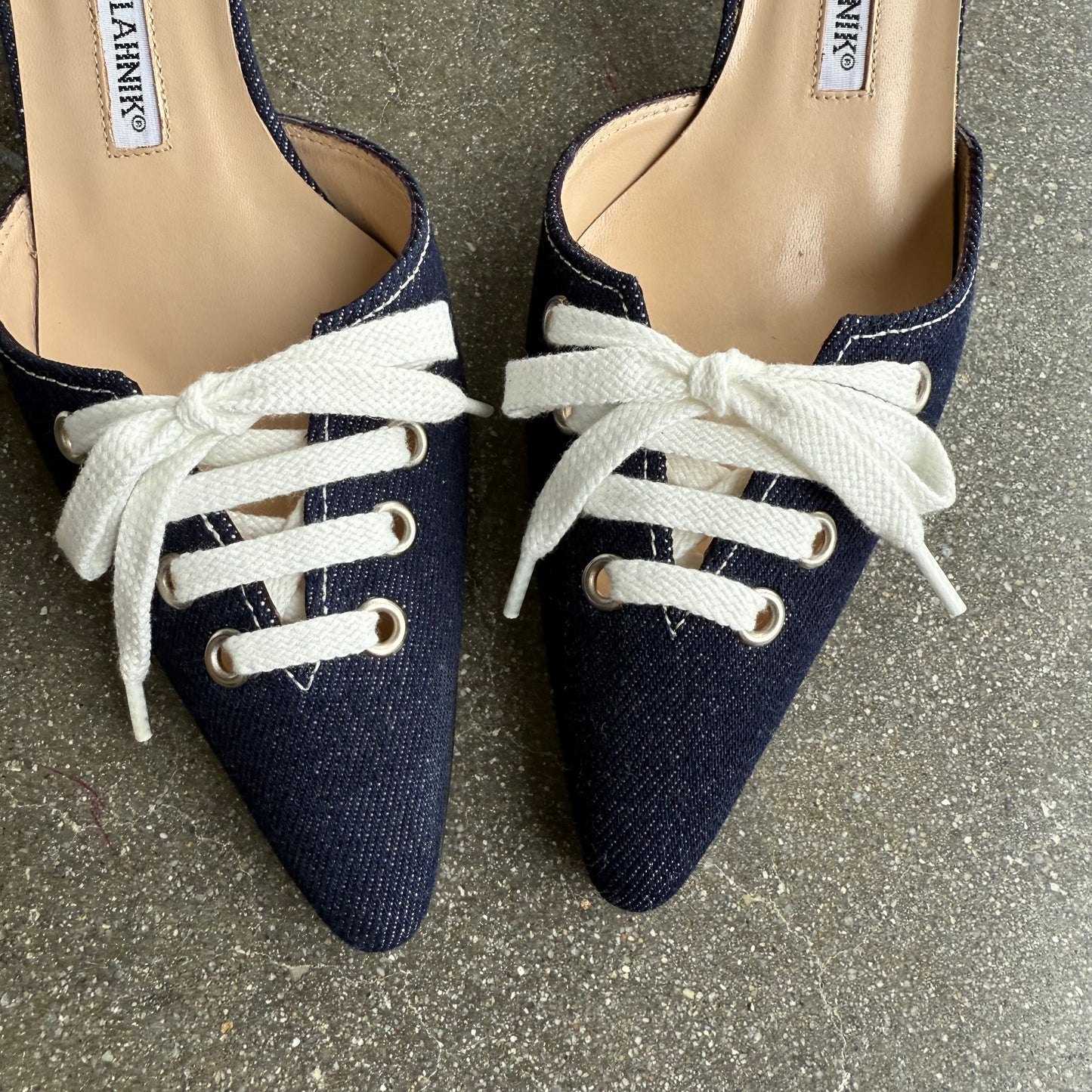 Early 00s Manolo Blahnik Denim Mules - US 7.5