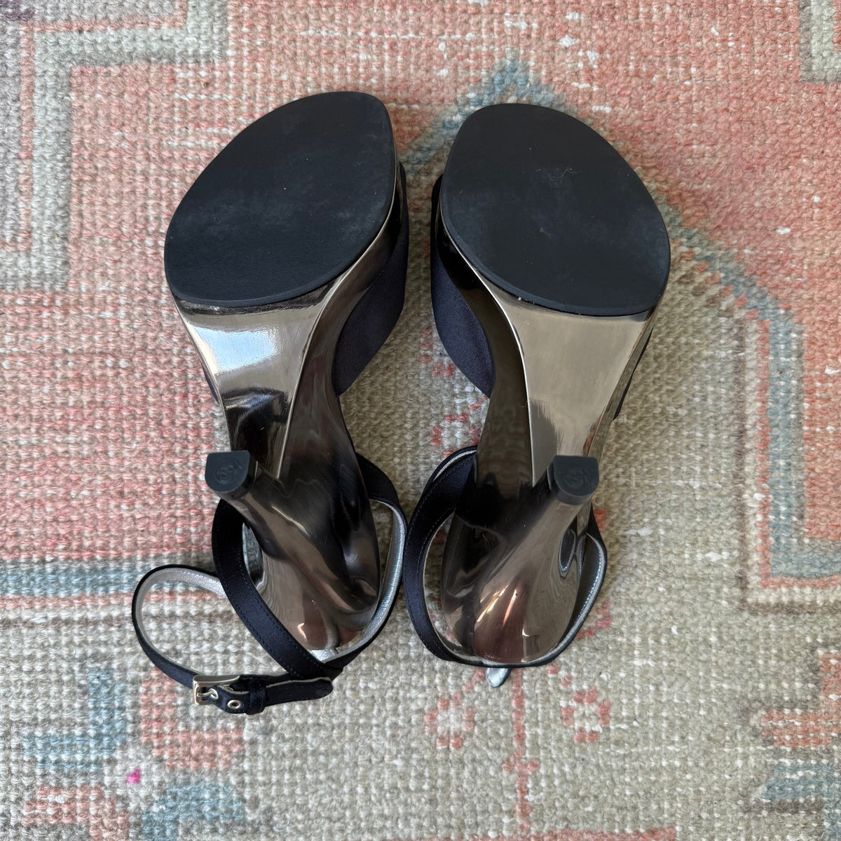 S/S1998 Prada Silver Lucite Wedges - US 6