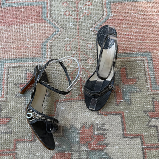 S/S2001 Galliano Dior Python Zipper Sandals - US 6.5