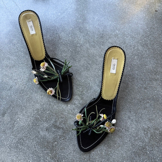 SS03 Prada Black Bouquet Sandals - US 10-10.5