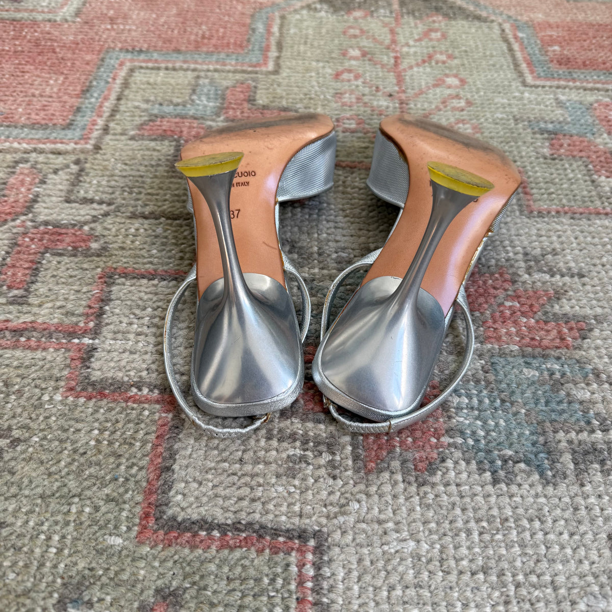F/W1999 miu miu Silver Floral Slingbacks - US 7