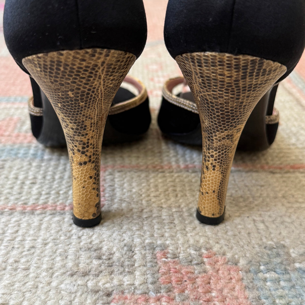 Y2K Prada Silk Satin Floral Peep Toe Heels - US 7