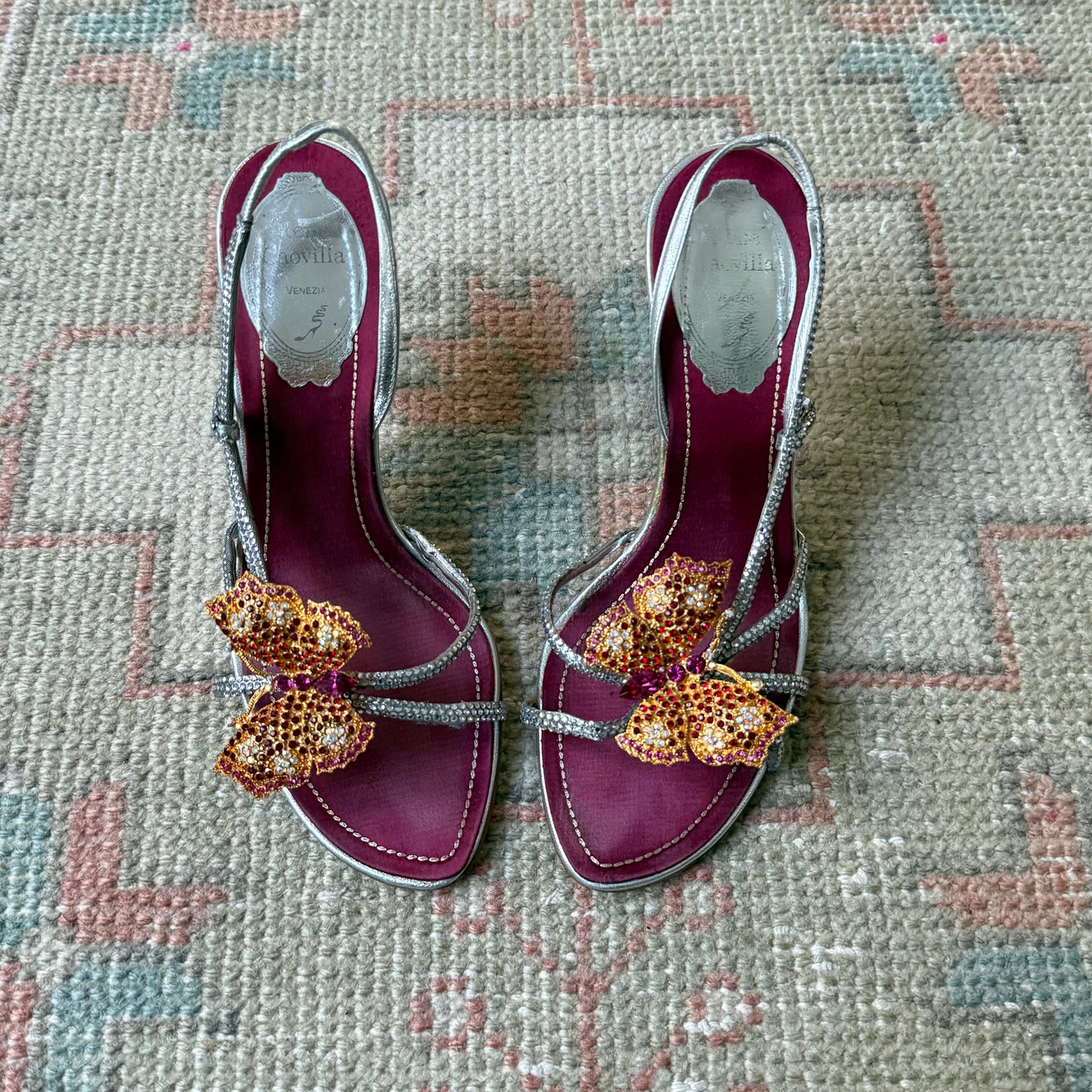 René Caovilla Butterly Silver Sandals - US 6