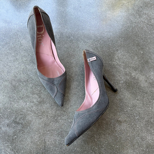 SS03 John Galliano Christian Dior Denim Pumps - US 9