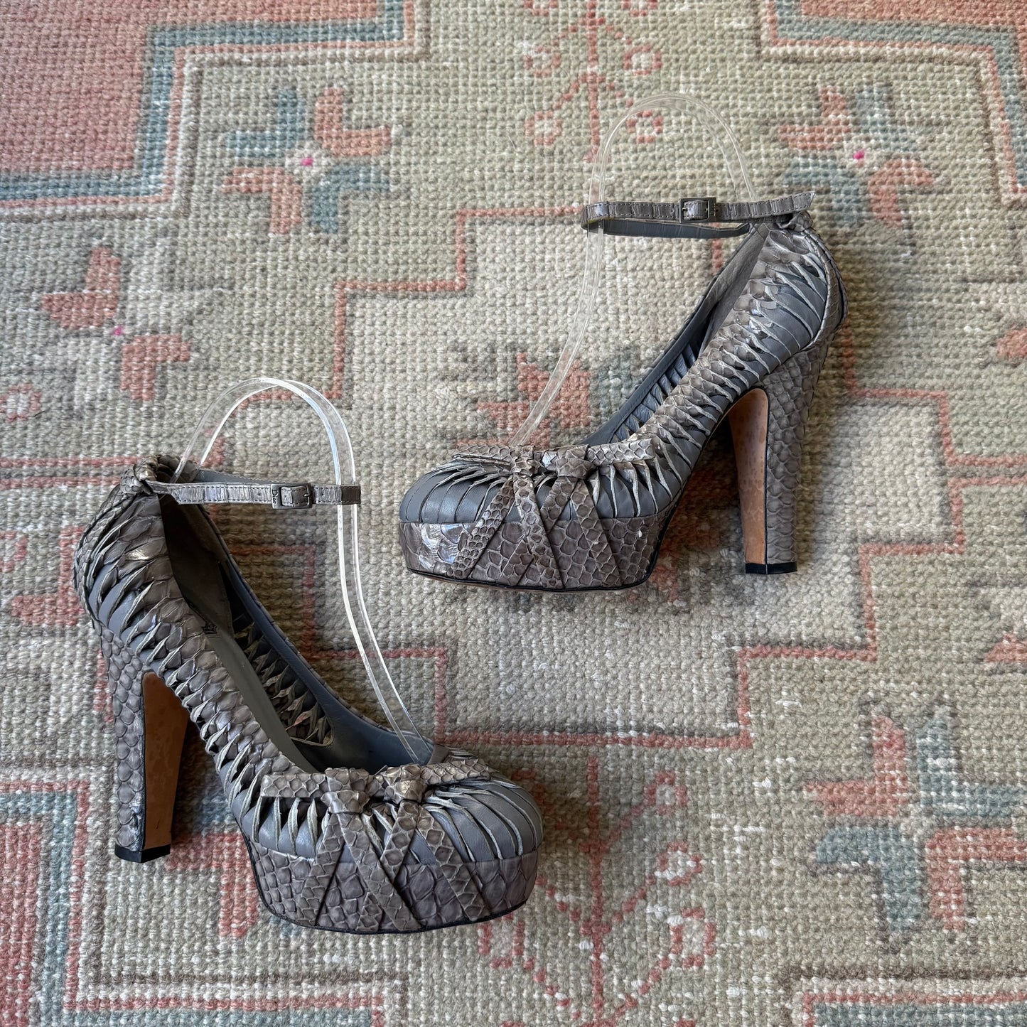 F/W2007 Galliano Dior Grey Python Platforms - US 7.5