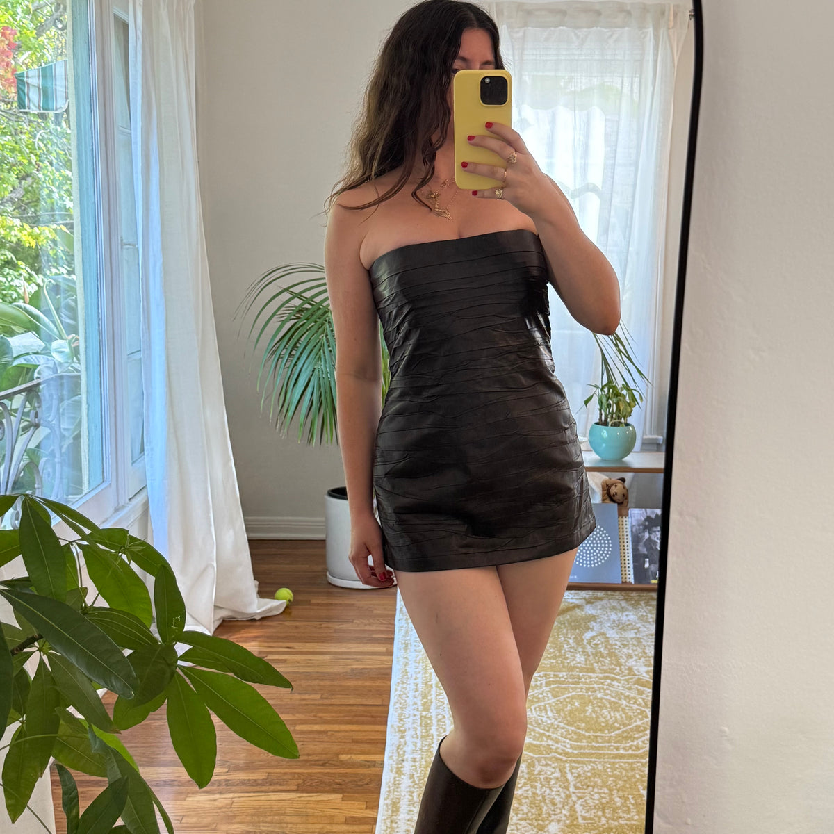 A/W2002 miu miu black lambskin corset - US 6