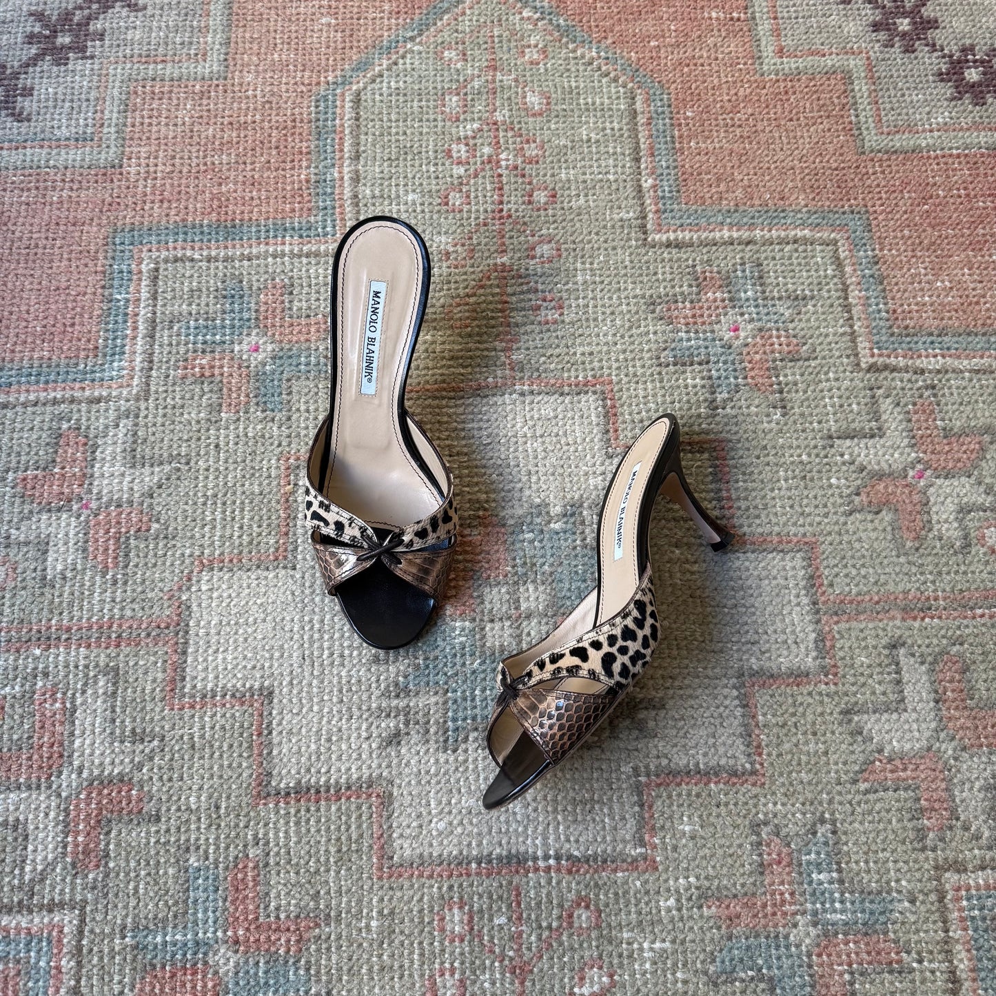 2000s Manolo Blahnik Ponyhair Mix Sandals - US 8