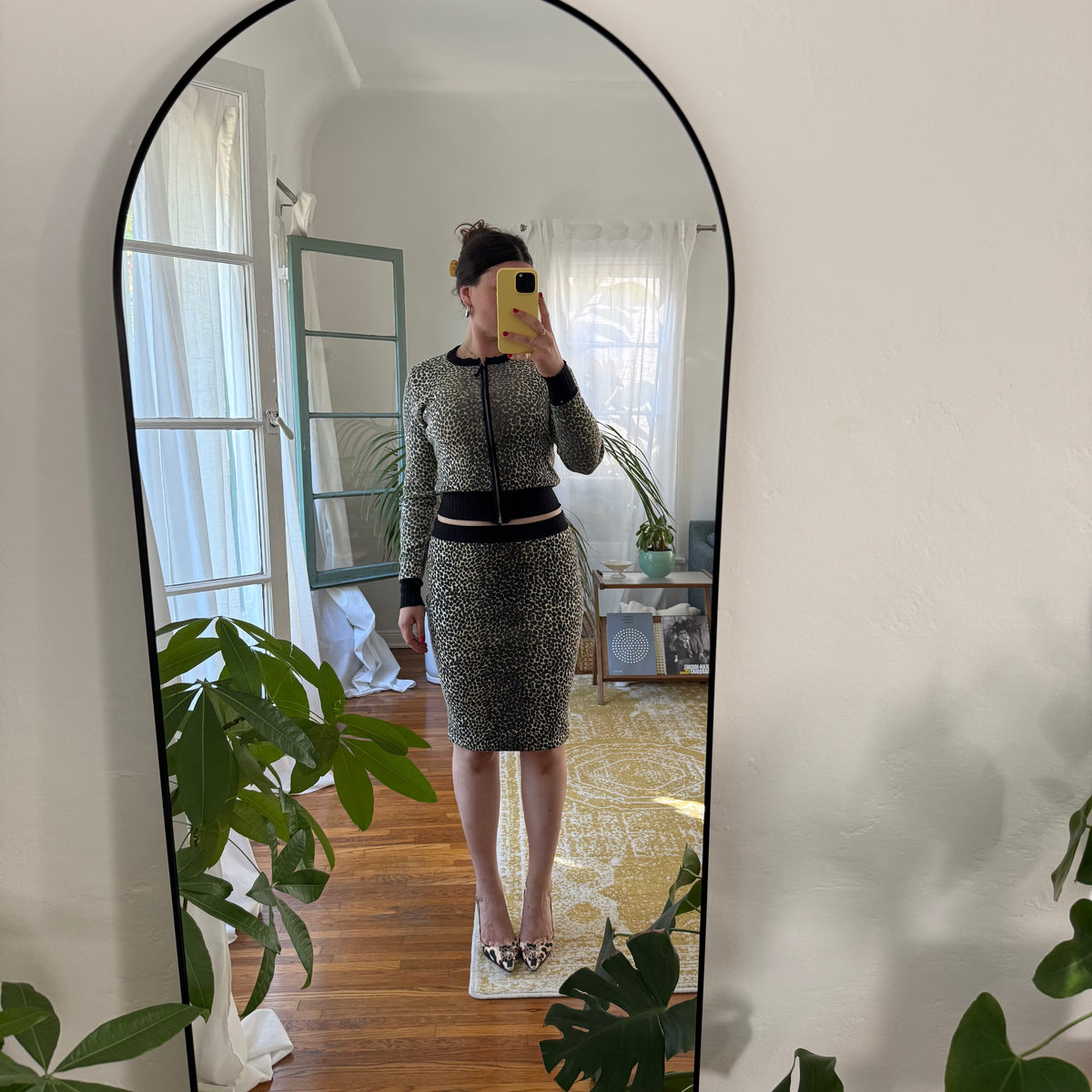 Y2K D&G Cheetah Cardigan & Skirt Set - US S-M