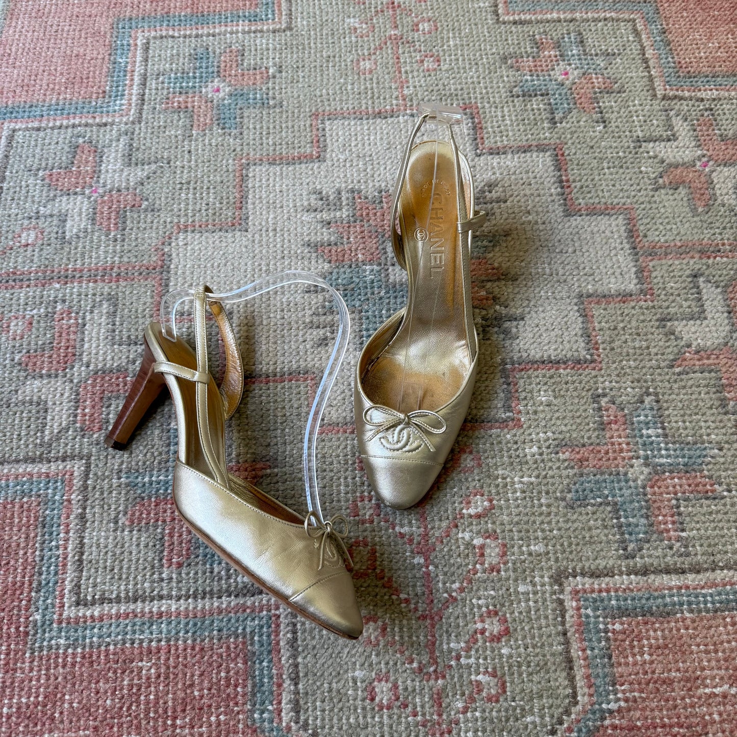 2003 Chanel Gold Ballet Slingback Pumps - US 8