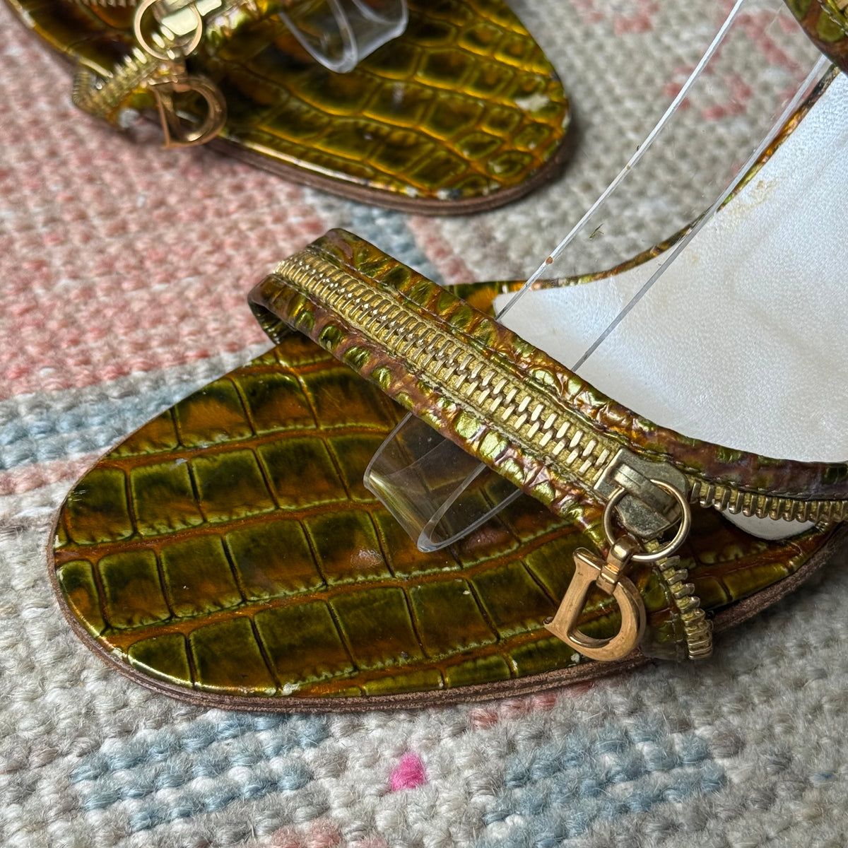 S/S2001 Galliano Dior Citrine Zipper Sandals - US 9-9.5