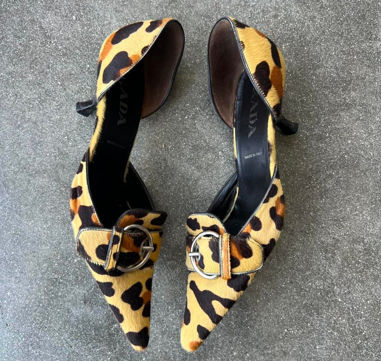 00s Prada Pony Hair Leopard Heels - US 8