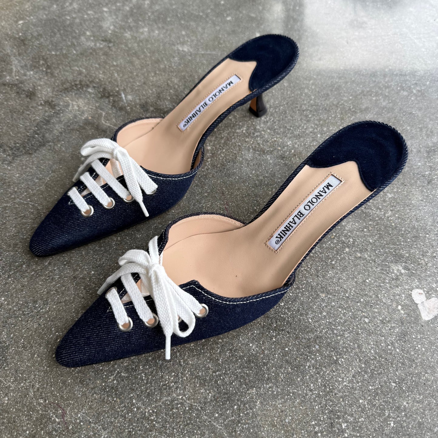 Early 00s Manolo Blahnik Denim Mules - US 7.5