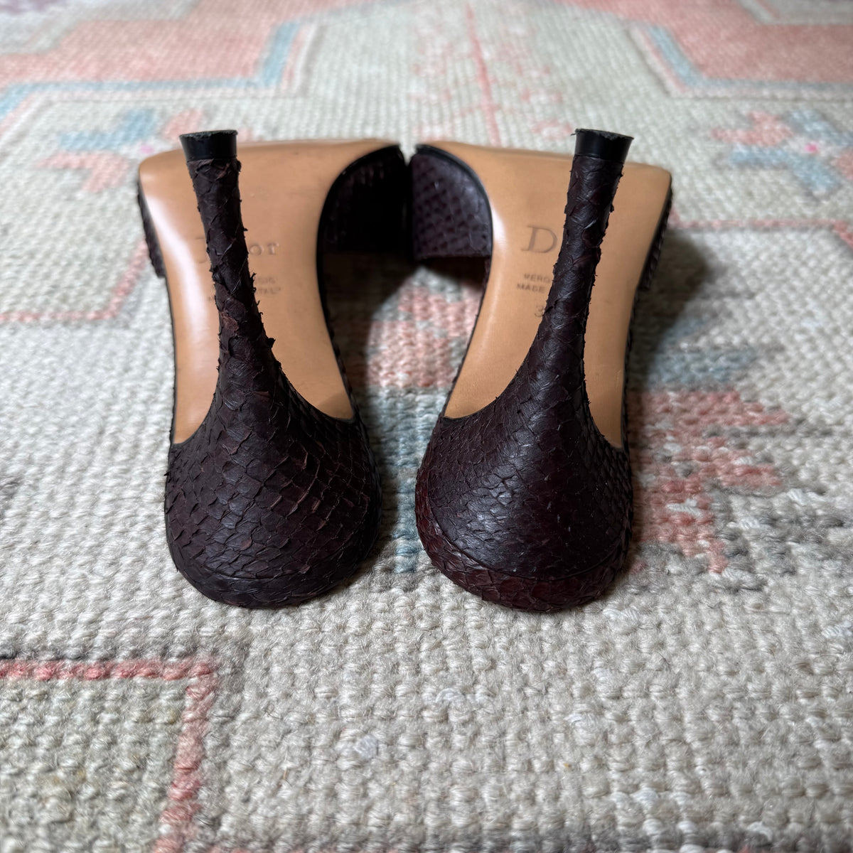 S/S2001 Galliano Dior Snake Lock + Key Mules - US 7.5