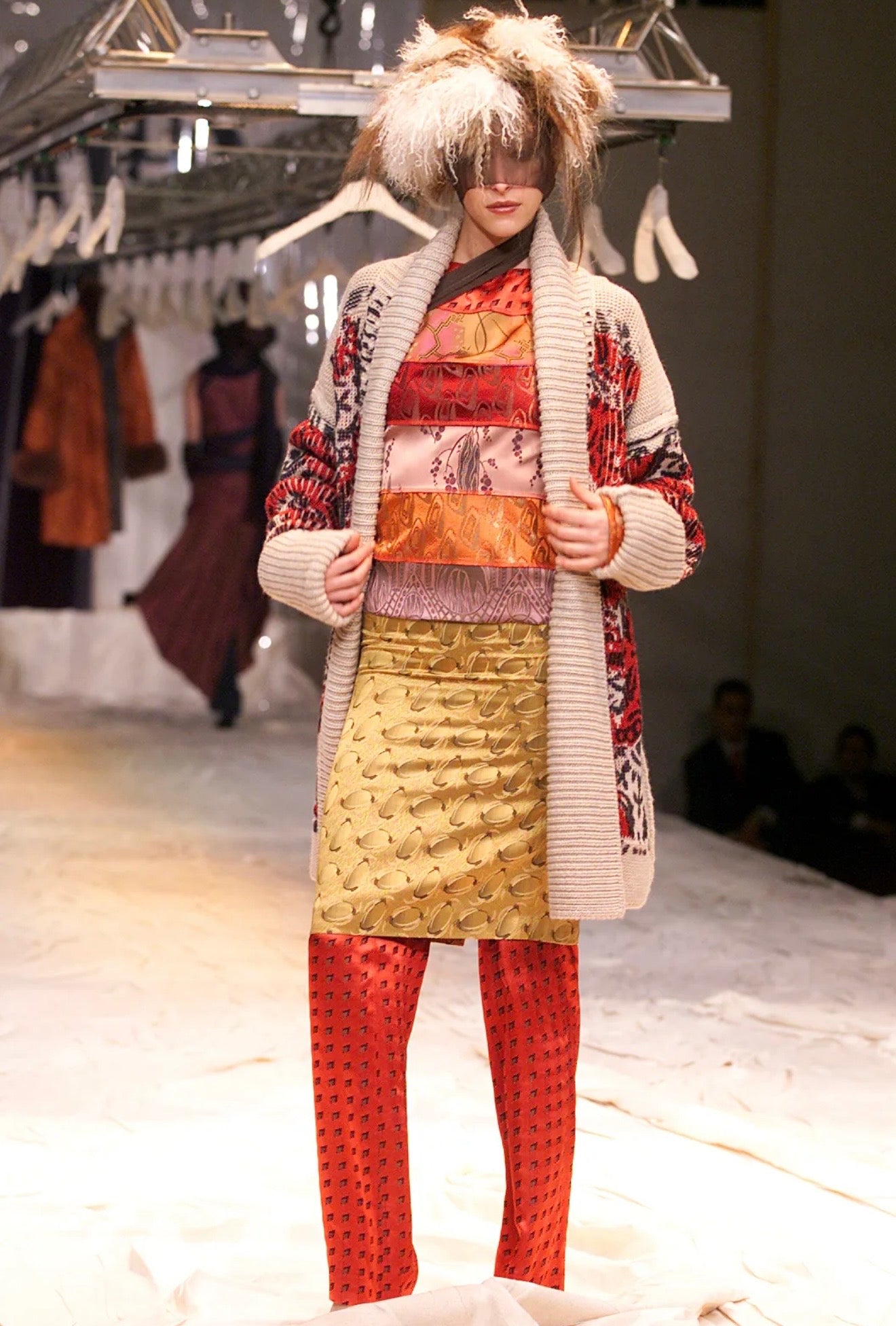 F/W2002 Jean Paul Gaultier Silk Jacquard Patchwork Top - Size M-L