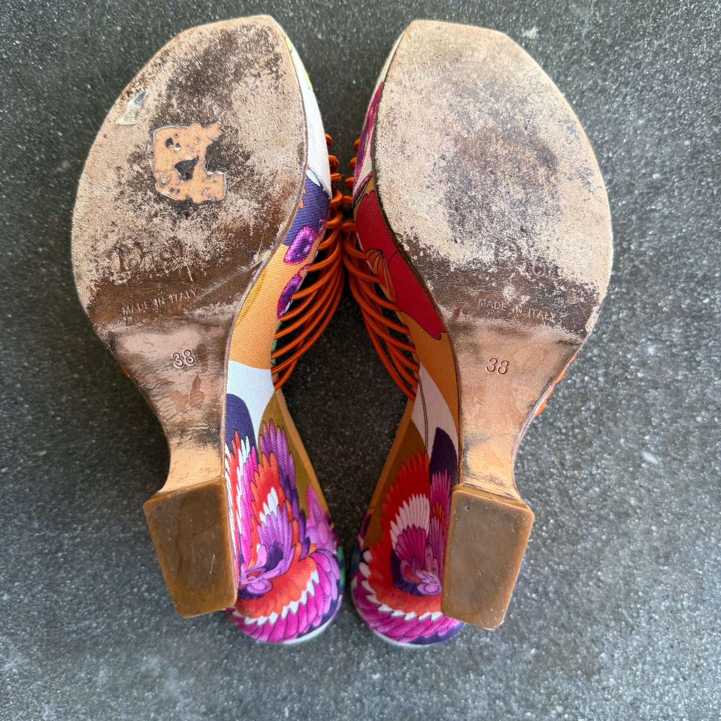 S/S2003 Galliano Dior Tropical Knotted Wedges - US 7.5