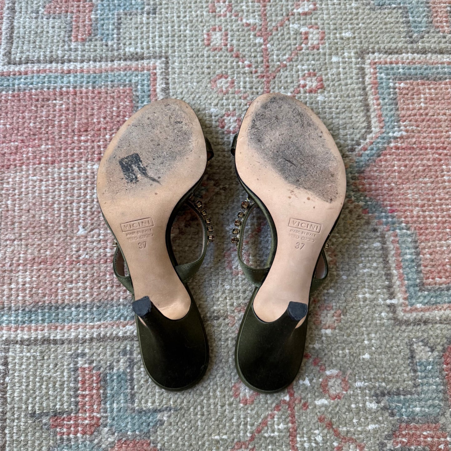 00s Giuseppe Zanotti Green Jeweled Sandals - US 6.5-7