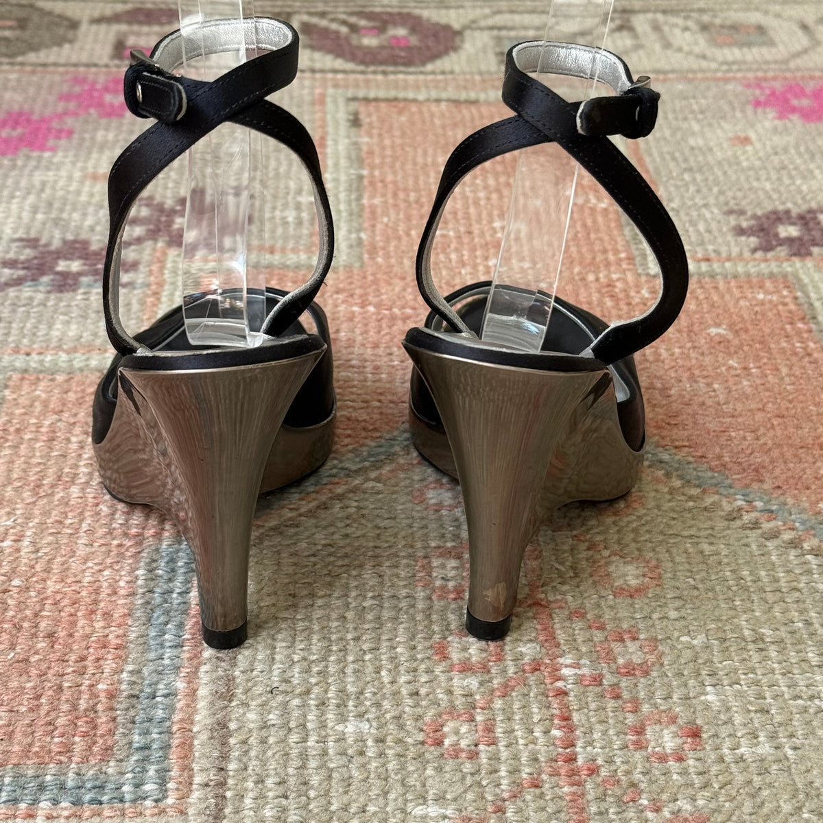S/S1998 Prada Silver Lucite Wedges - US 6