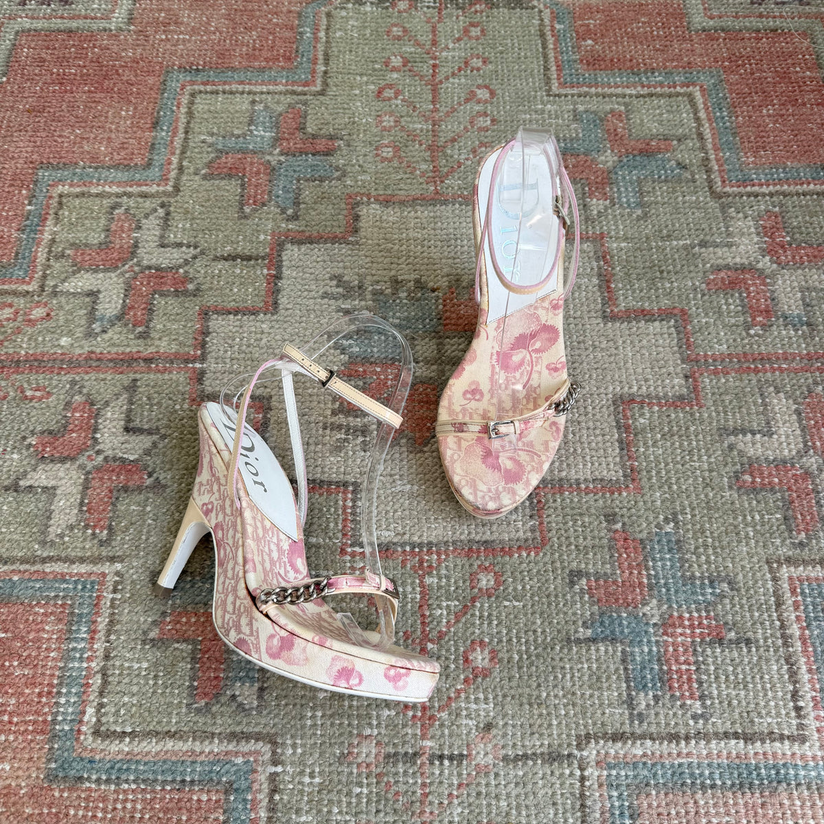S/S2004 Galliano Dior Cherry Blossom Wrap Wedges - US 6.5-7