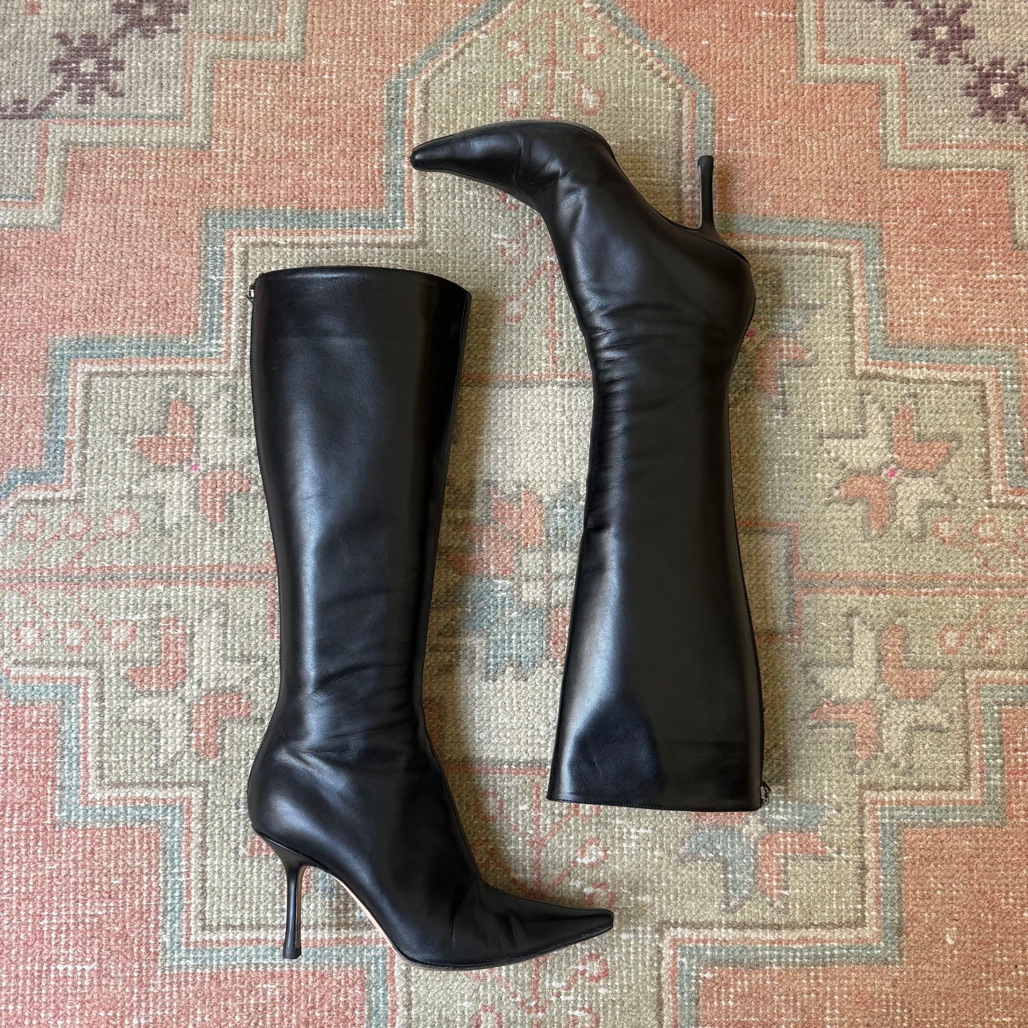 Jimmy Choo Black Leather Kid Boots - US 6