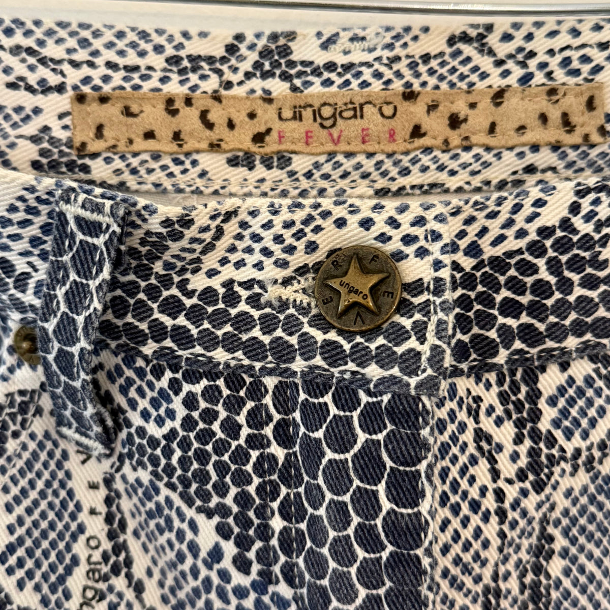 Y2K Ungaro Indigo and White Snake Print Jeans - SIZE 2