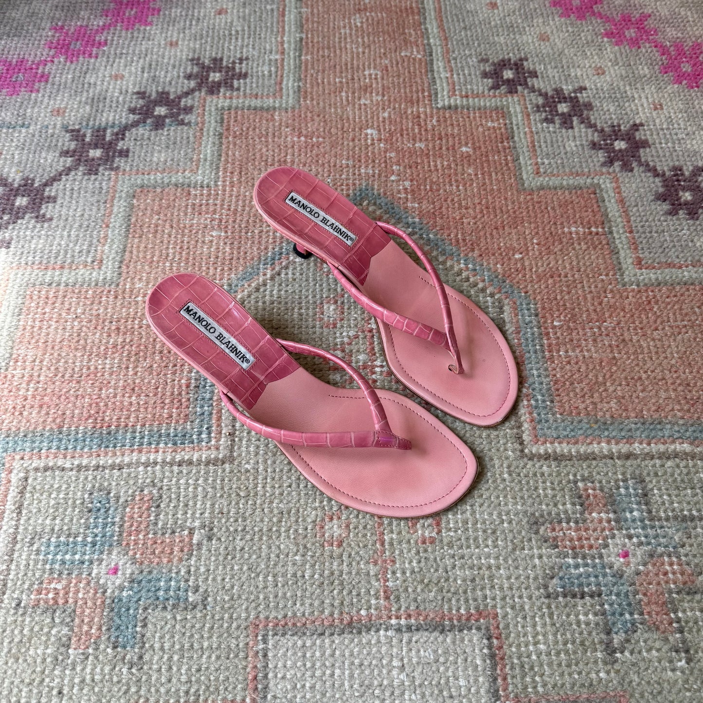 Y2K Pink Manolo Blahnik Thong Heels - US 6