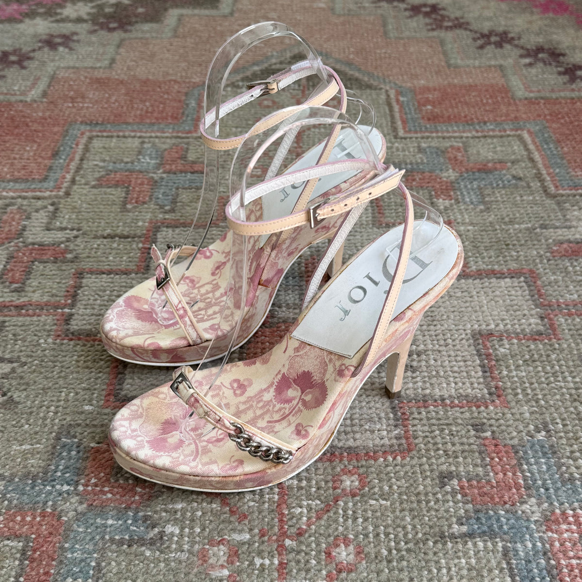 S/S2004 Galliano Dior Cherry Blossom Wrap Wedges - US 6.5-7