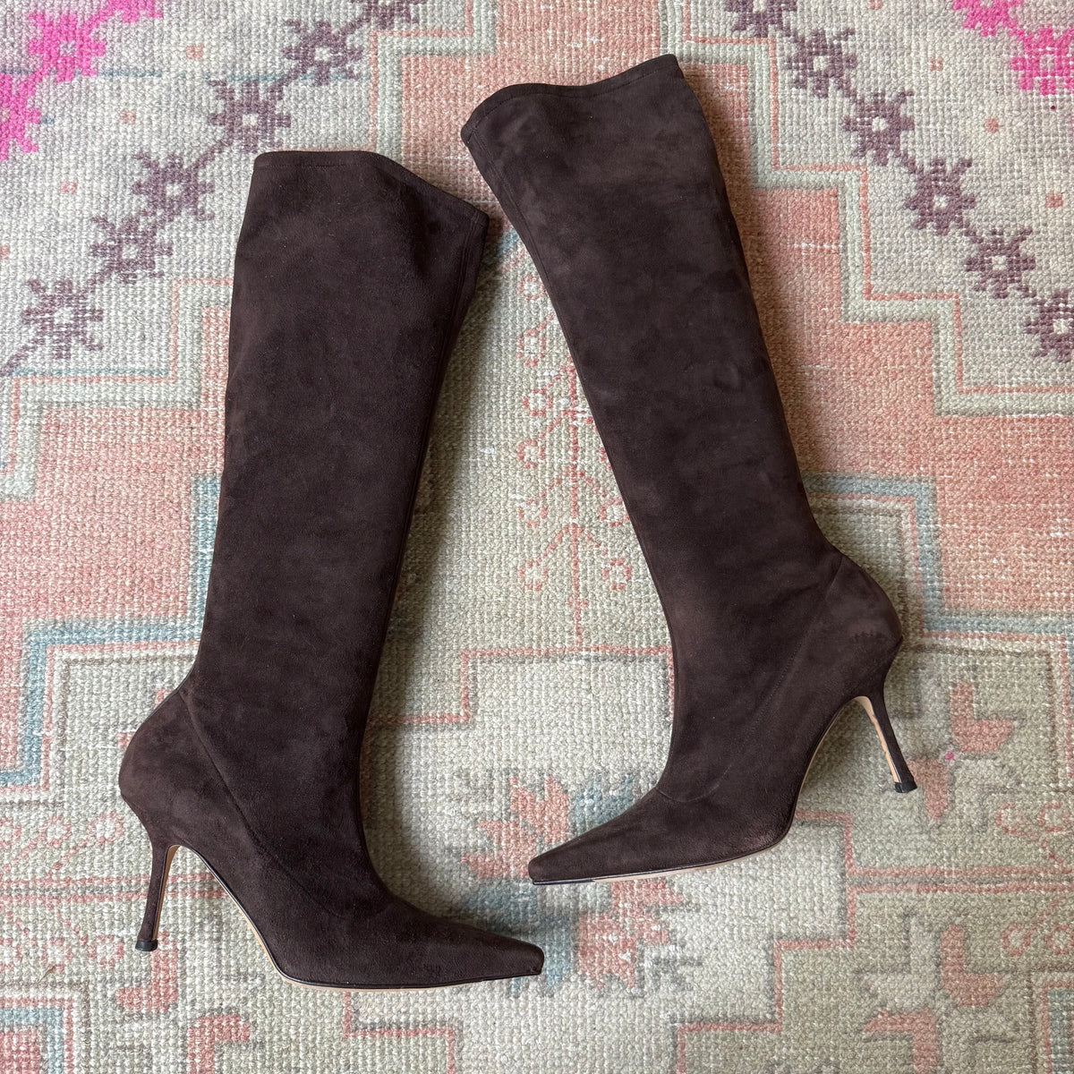 Y2K Jimmy Choo Brown Stretch Suede Boots - US 10.5