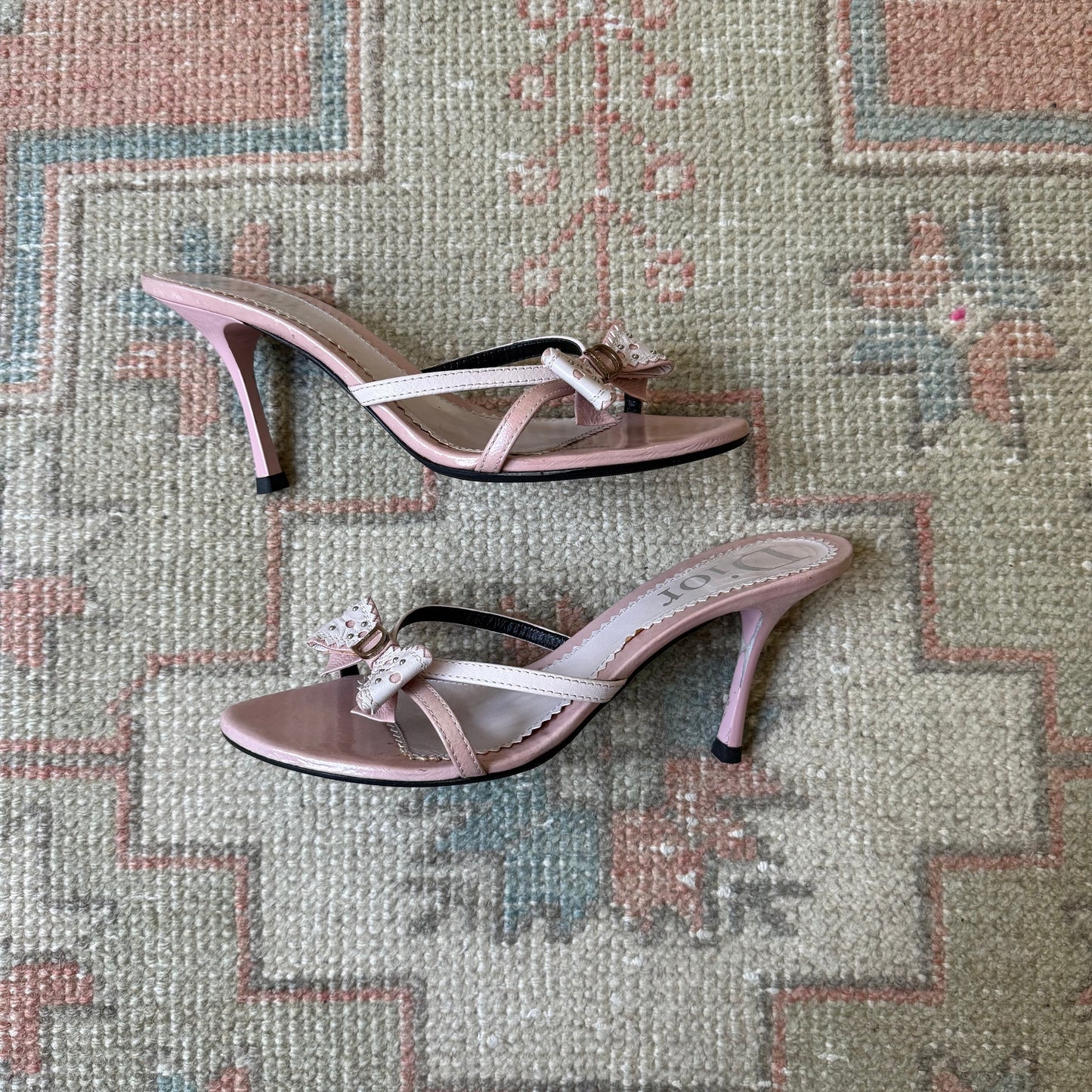 S/S2005 Galliano Dior Pink Bow Mules - US 7.5