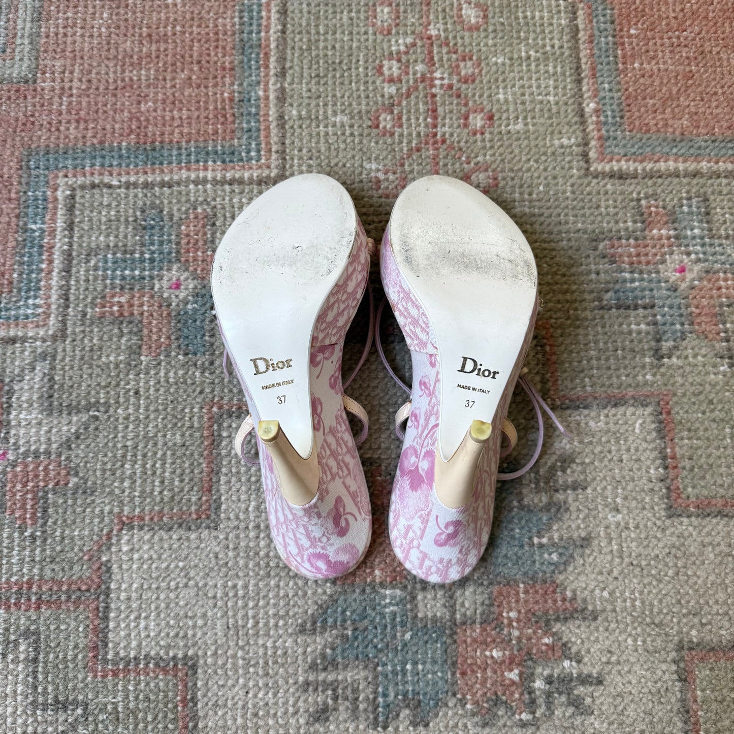 S/S2004 Galliano Dior Cherry Blossom Girly Wedges - US 6.5-7