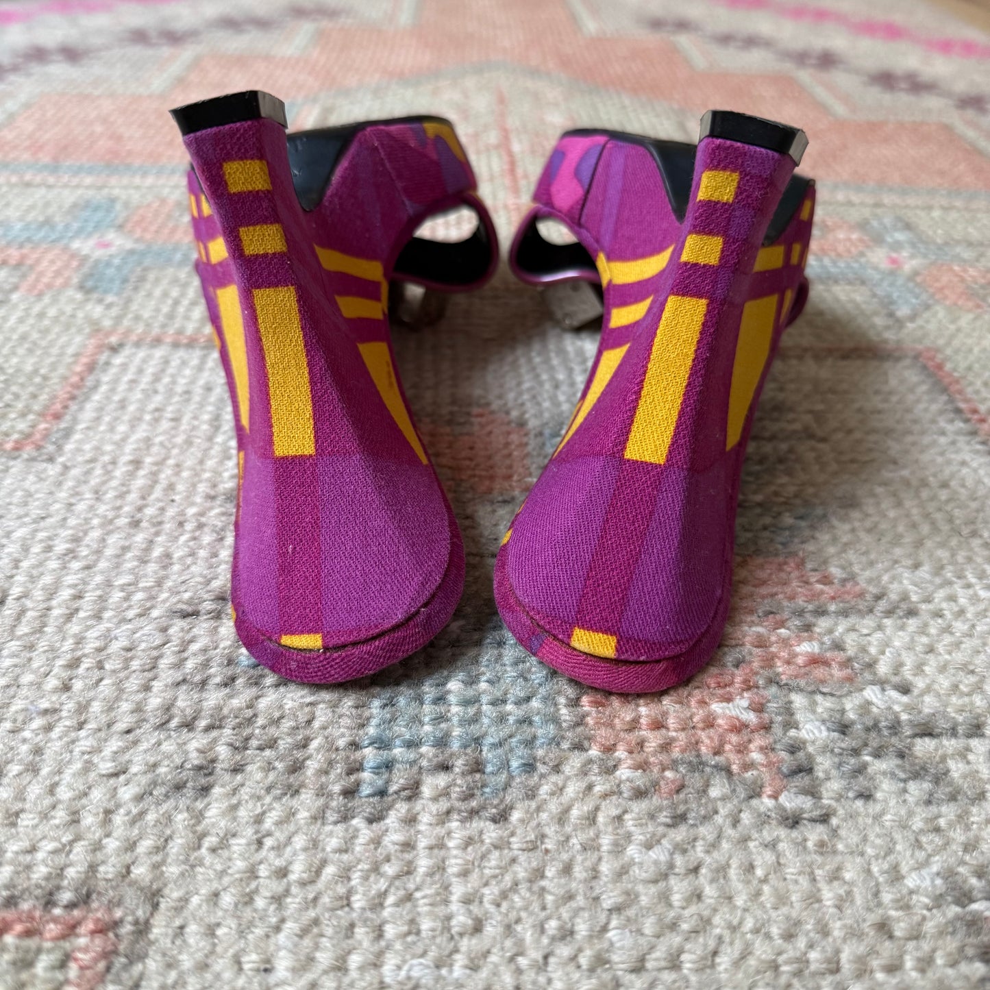 F/W2004 Galliano Dior Purple Gambler Wedges - US 6-6.5