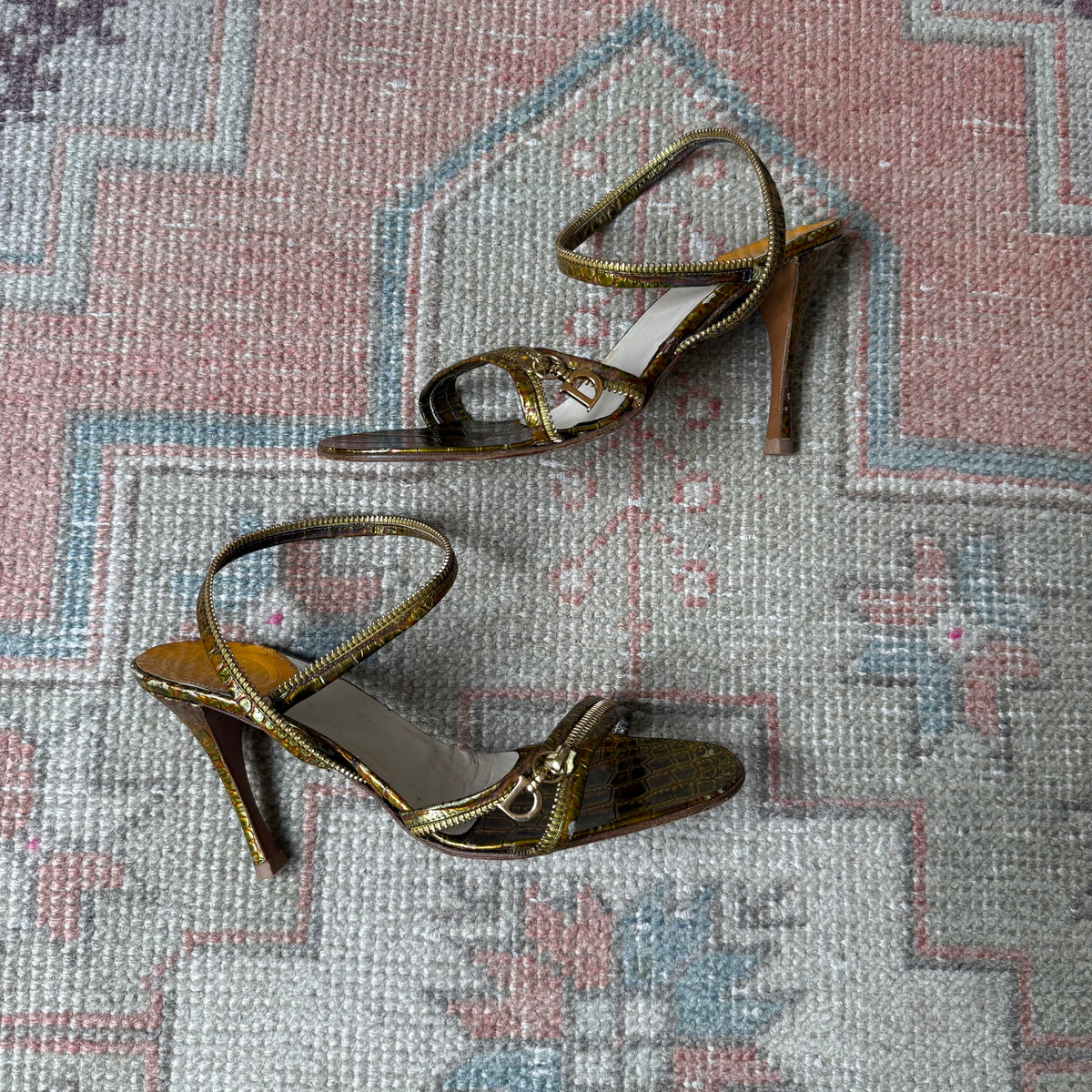 S/S2001 Galliano Dior Citrine Zipper Sandals - US 9-9.5