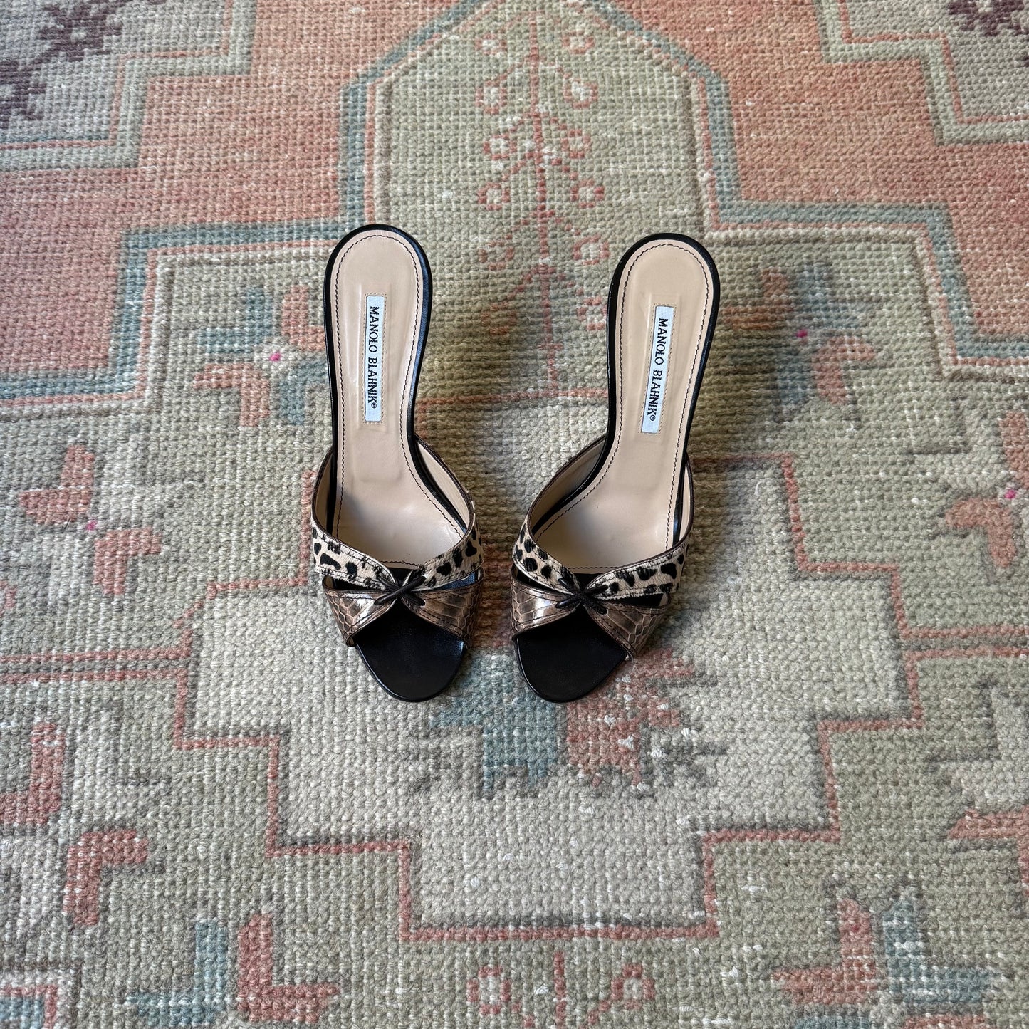 2000s Manolo Blahnik Ponyhair Mix Sandals - US 8