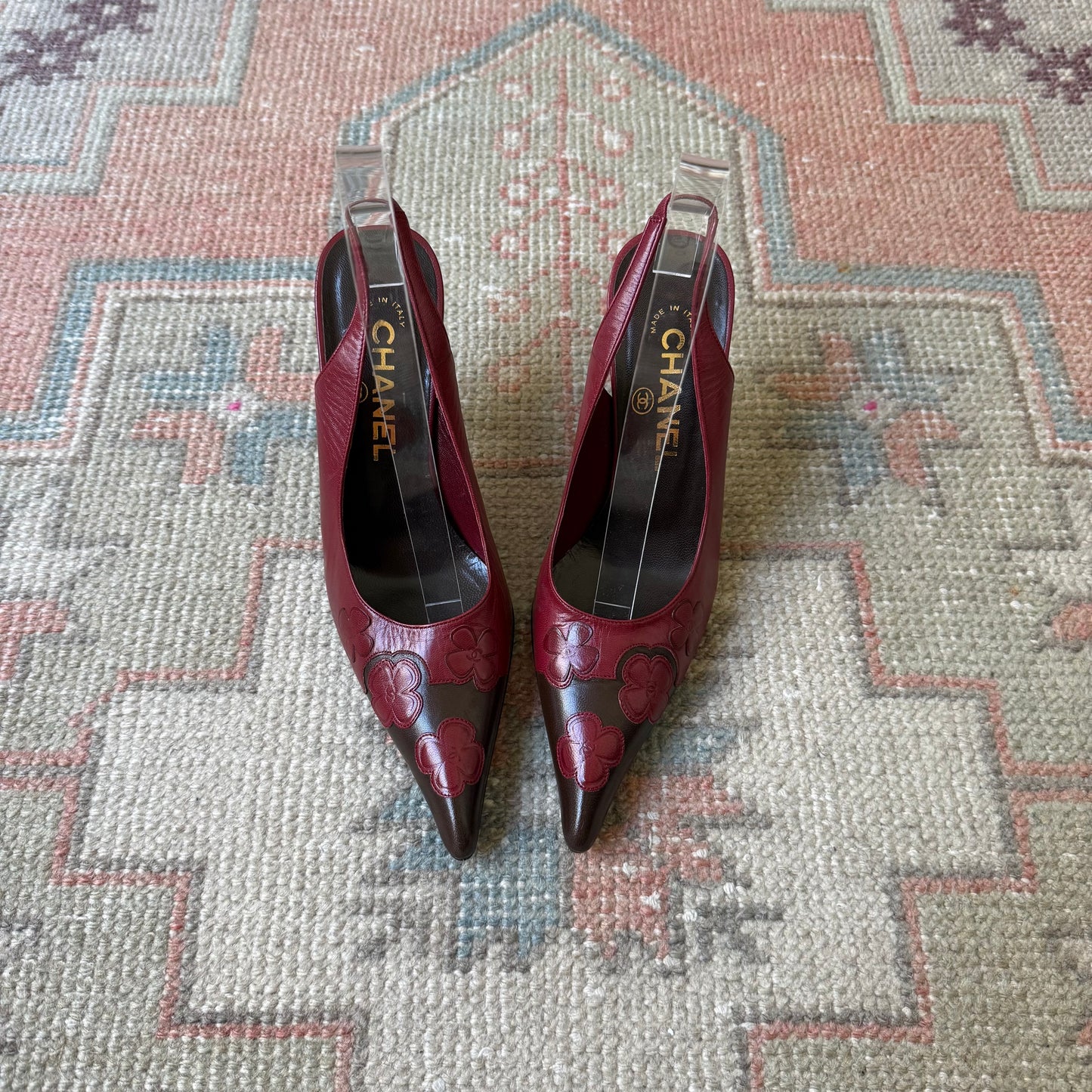 F/W2001 Chanel Camellia Slingback Pumps - US 6